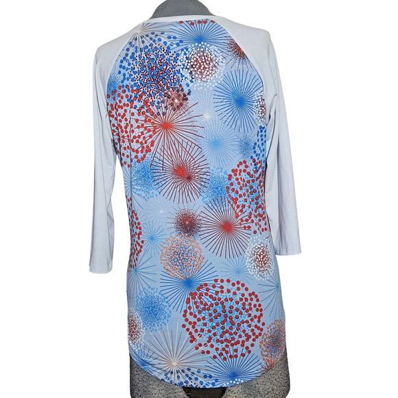 Americana 4th of July Firework Print Baseball Tee Size XS - Picture 2 of 4